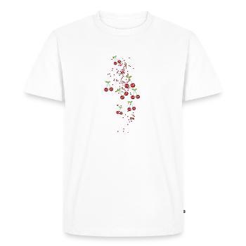 Cerises,Famille,Cerises Famille, Cœurs - T-shirt Premium bio Homme - blanc - Devant - Nico (187cm)