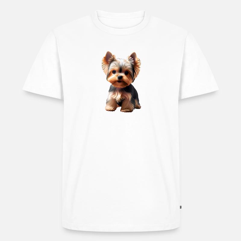 Hund - Yorkshire Terrier - Männer Premium Bio T-Shirt - Weiß