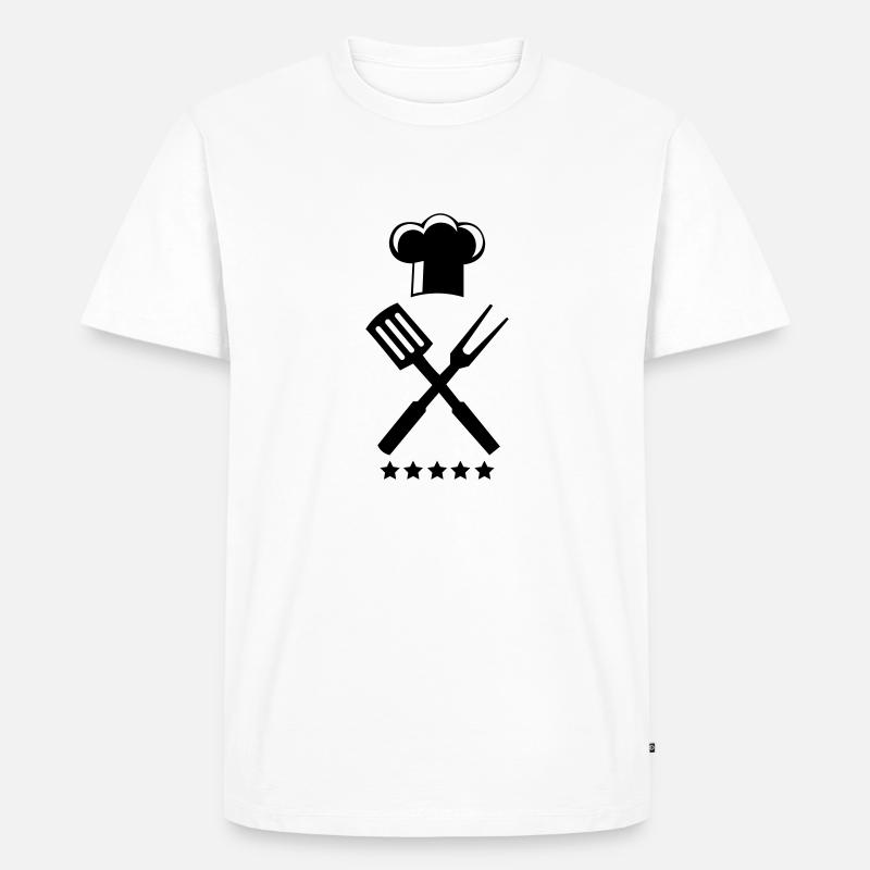Koch Besteck 5 Sterne - Männer Premium Bio T-Shirt - Weiß