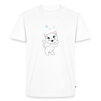 Chaton attrape des étoiles - T-shirt Premium bio Homme - blanc - Devant - Nico (187cm)
