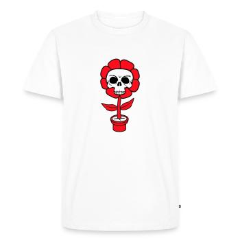 Evil Halloween Flower Skull Skull Horror Pot - Men's Premium Organic T-Shirt - white - Front - Nico (187cm)