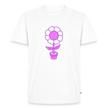 Small Pretty Happy Pink Flower Flower Pot - Men's Premium Organic T-Shirt - white - Front - Nico (187cm)