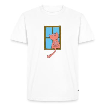 Chat à la fenêtre rose - T-shirt Premium bio Homme - blanc - Devant - Nico (187cm)