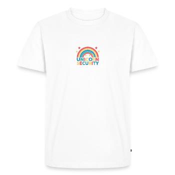 Sécurité des licornes Devise de la licorne Sécurité des licornes - T-shirt Premium bio Homme - blanc - Devant - Nico (187cm)