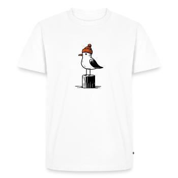 North Sea Harbor Moin Seagull Hat Beanie Pier Pier Pillar - T-shirt Premium bio Homme - blanc - Devant - Nico (187cm)