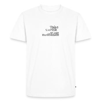 Prendre le risque ou perdre la chance - T-shirt Premium bio Homme - blanc - Devant - Nico (187cm)