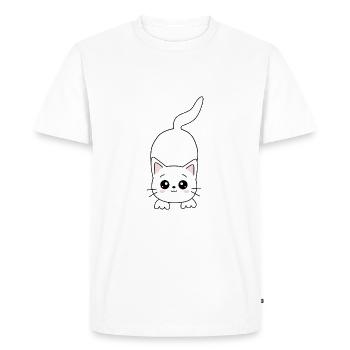 Chat Blanc Blanc Chats Kawaii Chat Mignon - T-shirt Premium bio Homme - blanc - Devant - Nico (187cm)
