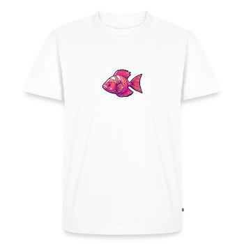 Poisson géométrique magenta - T-shirt Premium bio Homme - blanc - Devant - Nico (187cm)