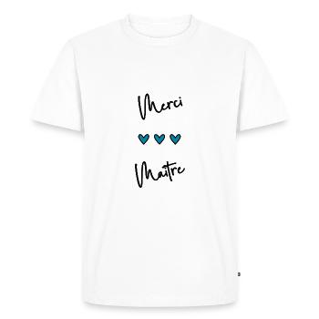 MERCI. THANKS. THANK YOU. ANNIVERSAIRE. NAISSANCE. - T-shirt Premium bio Homme - blanc - Devant - Nico (187cm)