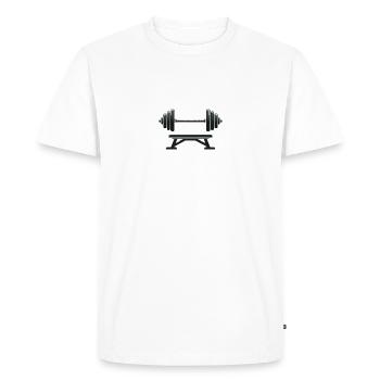 Développé couché avec haltères - T-shirt Premium bio Homme - blanc - Devant - Nico (187cm)