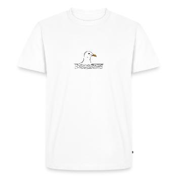 Comic North Sea Beach Seagull Head Water Waves Line - Men's Premium Organic T-Shirt - white - Front - Nico (187cm)