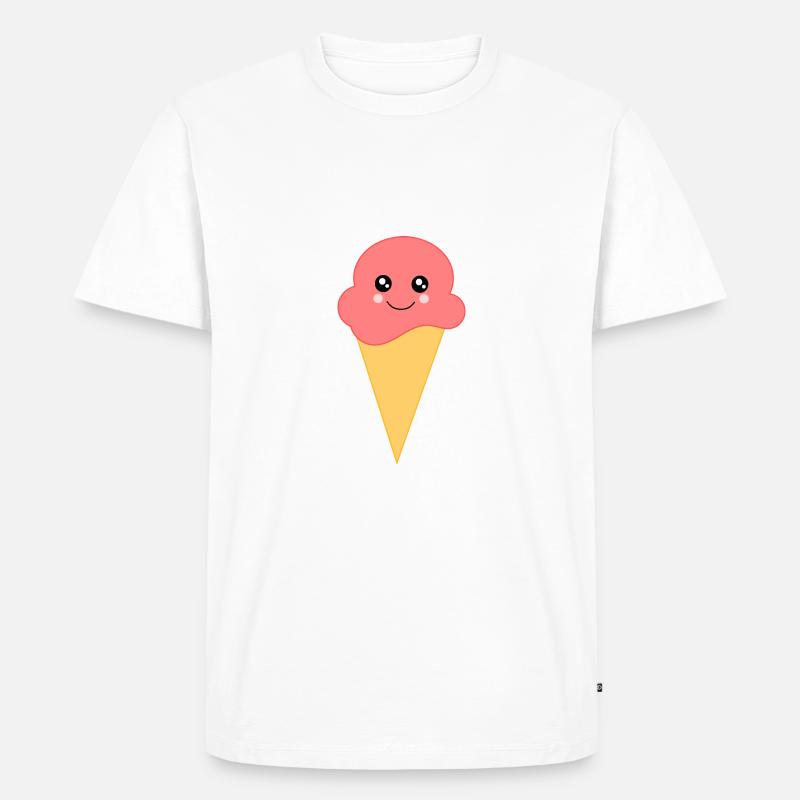 Eis Eiscreme Erdbeereis - Männer Premium Bio T-Shirt - Weiß