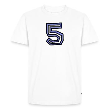 5. 5 YEARS. 5th ANNIVERSARY. 5 YEAR ANNIVERSARY - Men's Premium Organic T-Shirt - white - Front - Nico (187cm)