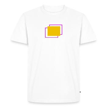Cadre jaune et fuchsia en quinconce - T-shirt Premium bio Homme - blanc - Devant - Nico (187cm)