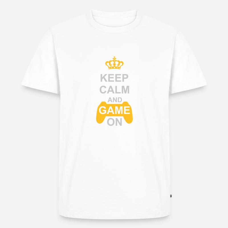 Game On Keep Calm - Männer Premium Bio T-Shirt - Weiß