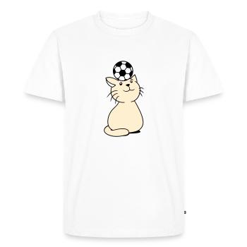 ballon jouant chat équilibre football tête fun - T-shirt Premium bio Homme - blanc - Devant - Nico (187cm)