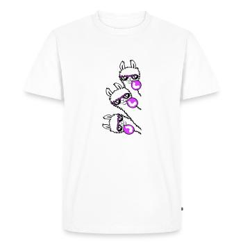 3 Llamas Chewing Gum Team Crew Friends regardant de côté - T-shirt Premium bio Homme - blanc - Devant - Nico (187cm)
