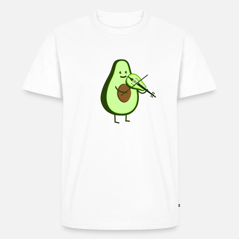 Avocado mit Geige - Männer Premium Bio T-Shirt - Weiß