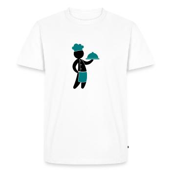 A gourmet chef serves guests - Men's Premium Organic T-Shirt - white - Front - Nico (187cm)