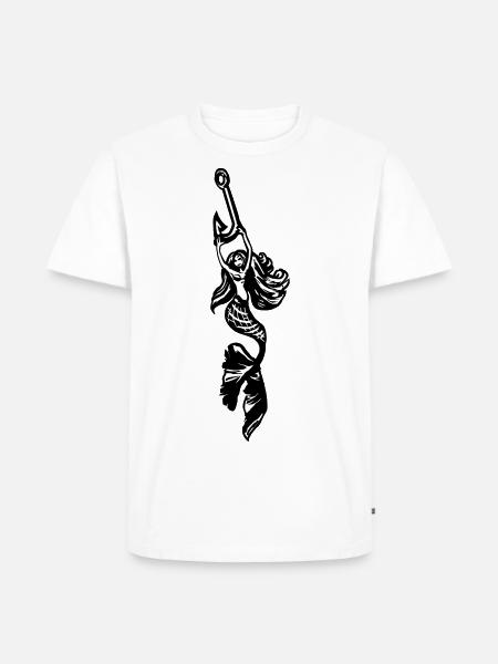 mermaid with fish hook - Men's Premium Organic T-Shirt - white