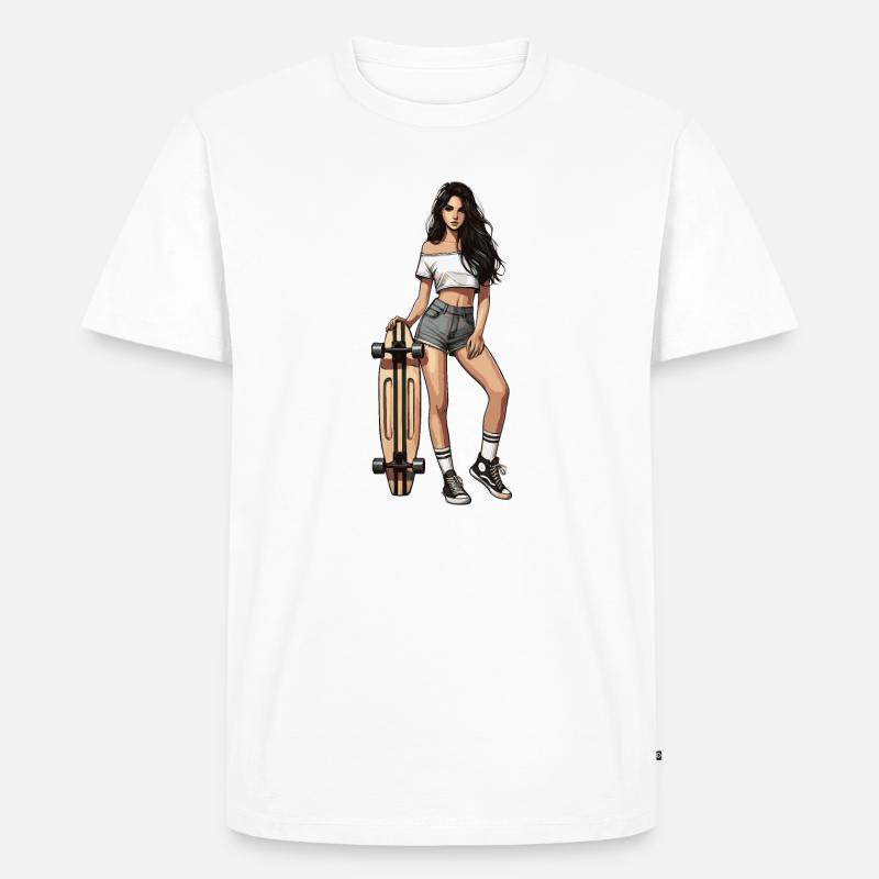 Longboard - Männer Premium Bio T-Shirt - Weiß
