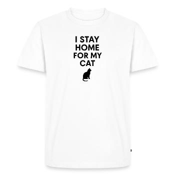 Je reste à la maison pour mon chat - T-shirt Premium bio Homme - blanc - Devant - Nico (187cm)
