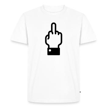 Stinking finger (fuck off / fuck you) - Men's Premium Organic T-Shirt - white - Front - Nico (187cm)