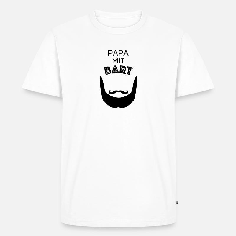 Papa mit Bart - Schwarz - Männer Premium Bio T-Shirt - Weiß