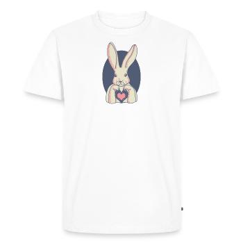 Rabbit with heart (in the frame) - Men's Premium Organic T-Shirt - white - Front - Nico (187cm)
