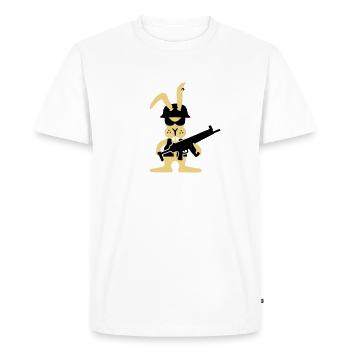 GI bunny punk, Le soldat de lièvre (3c) - T-shirt Premium bio Homme - blanc - Devant - Nico (187cm)