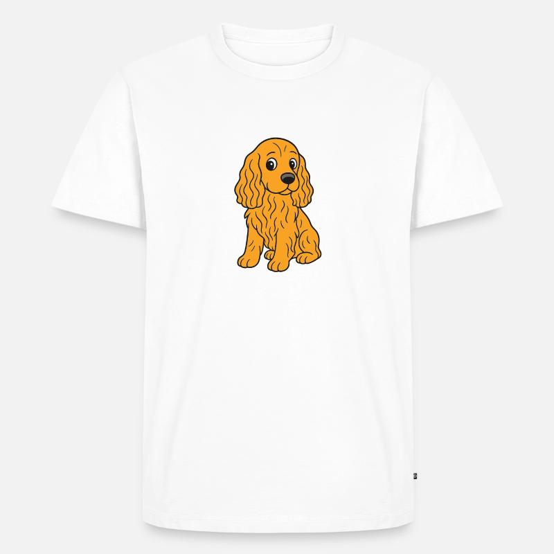 Cocker Spaniel Comic – Buntes Hundemotiv - Männer Premium Bio T-Shirt - Weiß