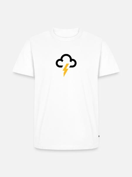 Wettersymbol DonnerBlitzwolken-Symbol - Männer Premium Bio T-Shirt - Weiß