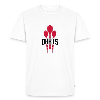 texte jouer darts logo club club lancer dart pf - T-shirt Premium bio Homme - blanc - Devant - Nico (187cm)