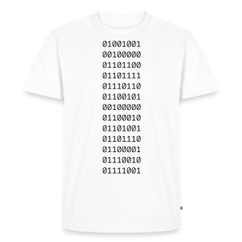 "I LOVE BINARY" in binary. - Men's Premium Organic T-Shirt - white - Front - Nico (187cm)