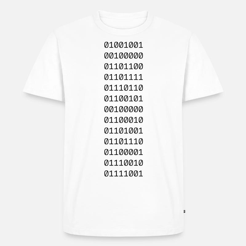 "J'AIME BINARY" en binaire. - T-shirt Premium bio Homme - blanc