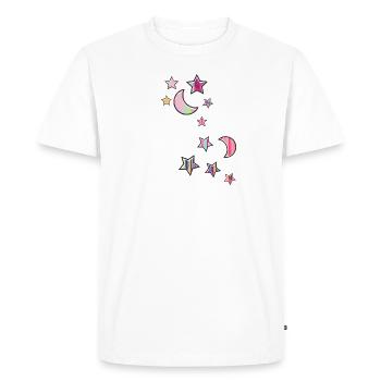 étoiles, lune, étoile, jaune, illustration, rose, coloré - T-shirt Premium bio Homme - blanc - Devant - Nico (187cm)