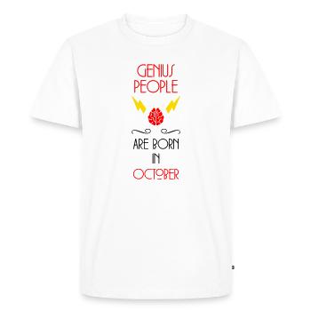 Génie né Octobre Cadeau Bébé - T-shirt Premium bio Homme - blanc - Devant - Nico (187cm)