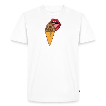 Love Ice Cream chocolat noix de café avec la bouche - T-shirt Premium bio Homme - blanc - Devant - Nico (187cm)