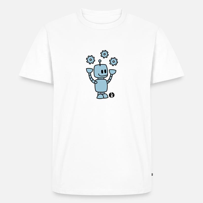 Happy Robot (2c) - Männer Premium Bio T-Shirt - Weiß