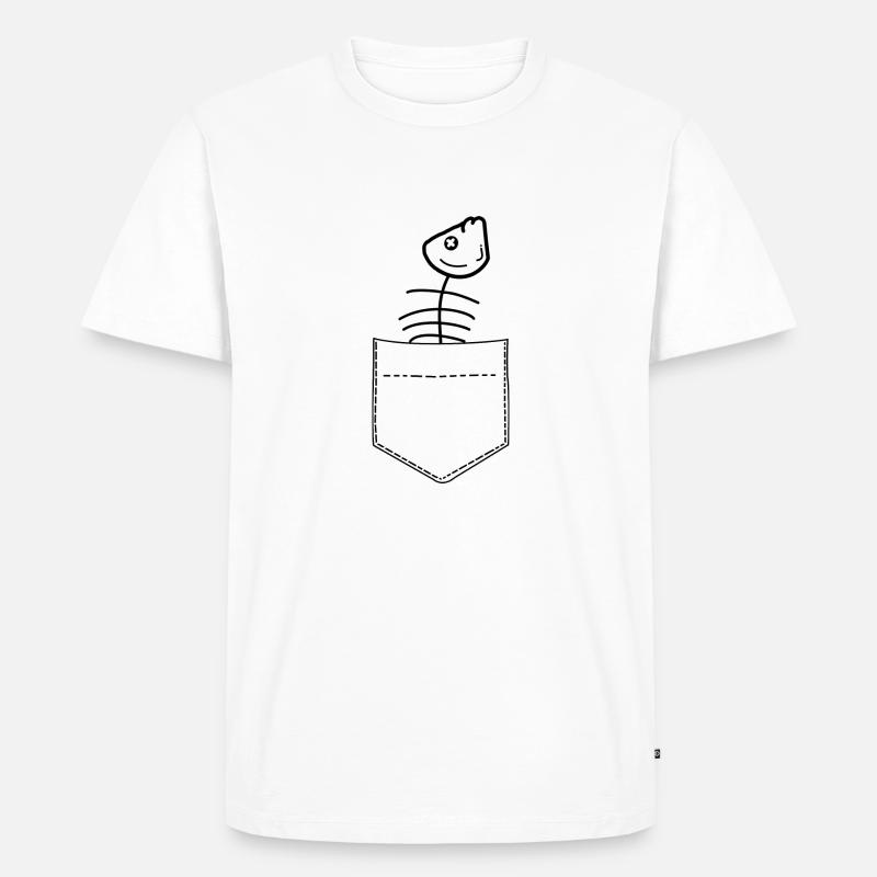 Fischgräte Brusttasche - Männer Premium Bio T-Shirt - Weiß