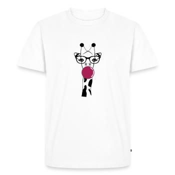 Girafe avec des lunettes et du chewing-gum - T-shirt Premium bio Homme - blanc - Devant - Nico (187cm)