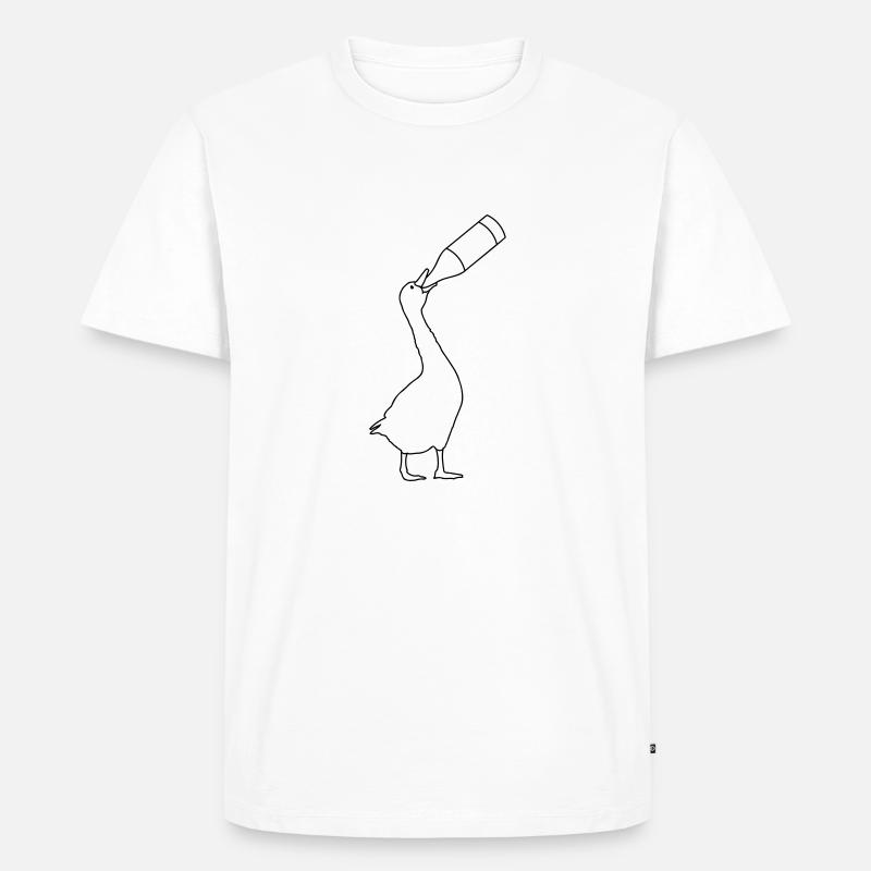 Gans säuft Bier - Männer Premium Bio T-Shirt - Weiß
