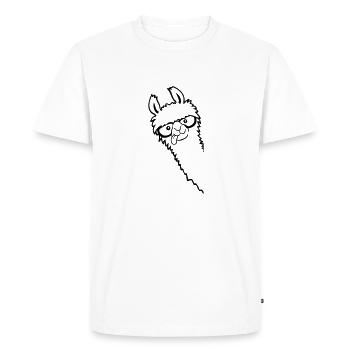 Horn glasses Nerd Lama - Men's Premium Organic T-Shirt - white - Front - Nico (187cm)