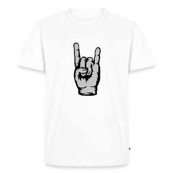 Signal de la main Heavy Metal Logo - T-shirt Premium bio Homme - blanc - Devant - Nico (187cm)