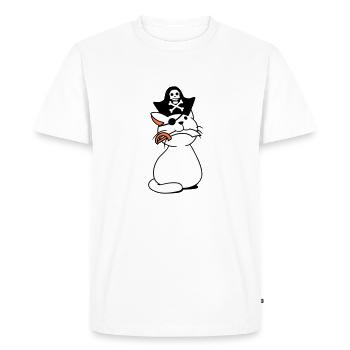 Cute Pirate Cat Buccaneer Eye Patch Hat Saber - Men's Premium Organic T-Shirt - white - Front - Nico (187cm)
