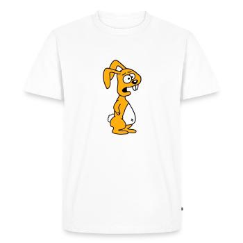 Lapin Horrifié Craintif Désespéré Confus Cool - T-shirt Premium bio Homme - blanc - Devant - Nico (187cm)