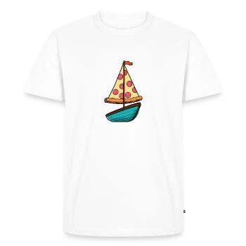 Voilier Ahoy Sea avec voile de pizza au salami - T-shirt Premium bio Homme - blanc - Devant - Nico (187cm)