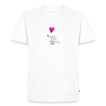 Souris avec ballon de cœur Symbole romantique - T-shirt Premium bio Homme - blanc - Devant - Nico (187cm)
