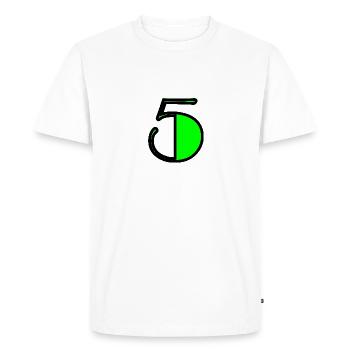 5. 5 ANS. 5e ANNIVERSAIRE. ANNIVERSAIRE 5 ANS. 5 - T-shirt Premium bio Homme - blanc - Devant - Nico (187cm)