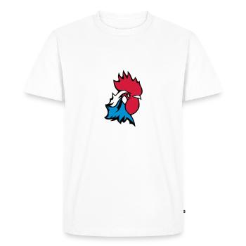 coq embleme france drapeau supporter 25 - T-shirt Premium bio Homme - blanc - Devant - Nico (187cm)